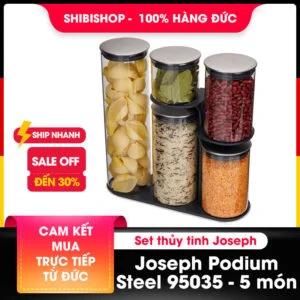 Set JOSEPH PODIUM STEEL 95035 đựng thực phẩm thủy tinh 5 món