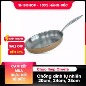 Chảo thép chống dính tự nhiên Ciwete 20cm,24cm,28cm