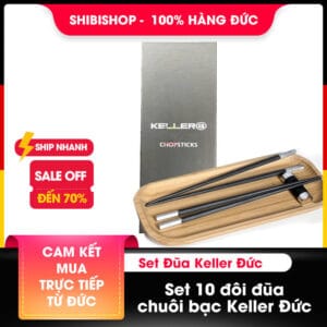 Set 10 đôi đũa chuôi bạc Keller Đức