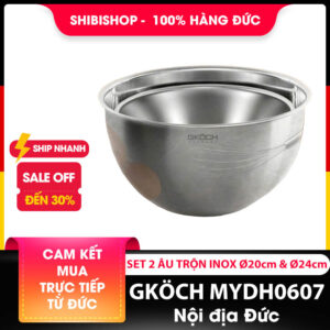 Set 2 âu trộn GKÖCH MYDH0607 thép không gỉ cao cấp (KT 20cm và 24cm)
