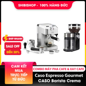 Combo máy pha cafe Caso Espresso Gourmet và máy xay cafe CASO Barista Crema