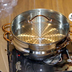 Alternative view of Chảo inox sâu lòng kèm xửng hấp Ciwete series Royal Knight màu vàng đồng 32cm
