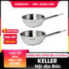 Chảo sâu lòng thép Keller 5 lớp đúc liền nguyên khối size 20cm - 24cm