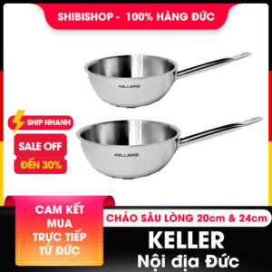 Chảo sâu lòng thép Keller 5 lớp đúc liền nguyên khối size 20cm - 24cm