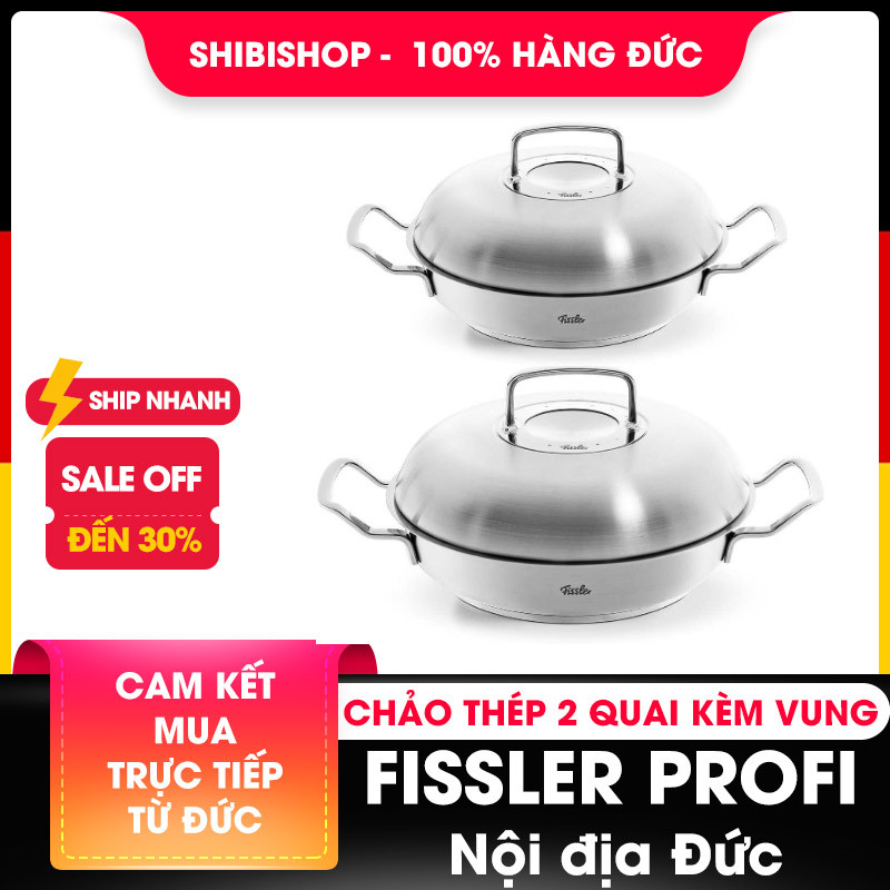 Chảo 2 quai FISSLER PROFI kèm vung inox size 24cm- size 28cm