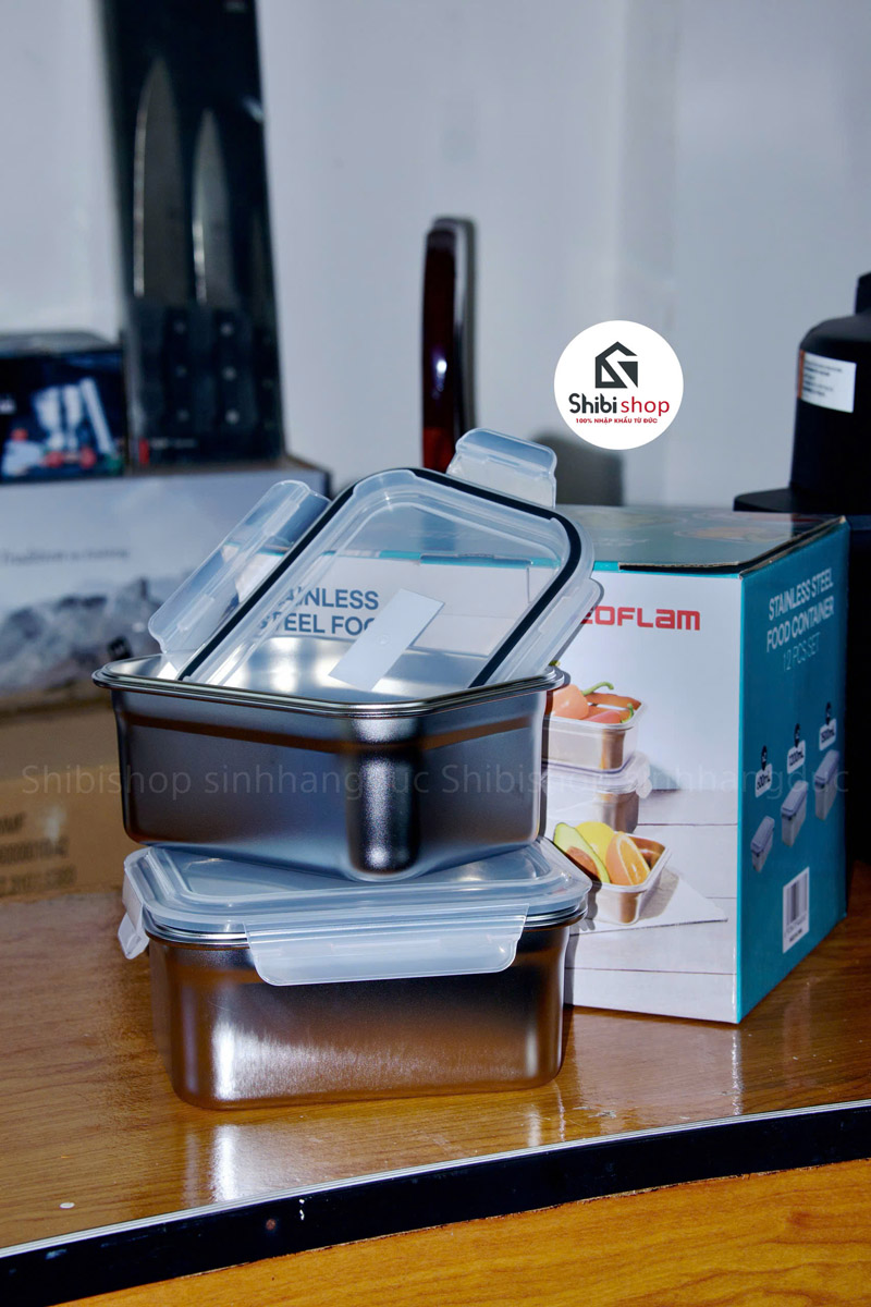 Bộ hộp bảo quản thực phẩm NEOFLAM 6 hộp inox cao cấp có nắp - Ảnh 2
