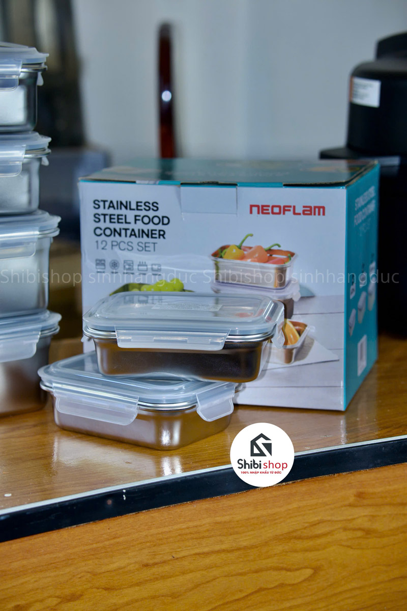 Bộ hộp bảo quản thực phẩm NEOFLAM 6 hộp inox cao cấp có nắp - Ảnh 3