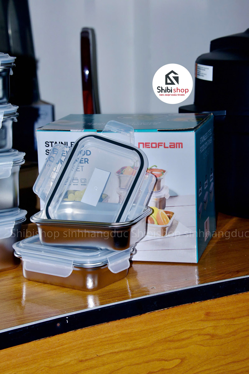 Bộ hộp bảo quản thực phẩm NEOFLAM 6 hộp inox cao cấp có nắp - Ảnh 5