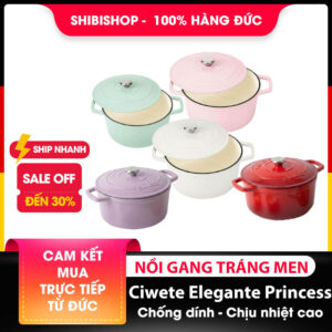Nồi gang Ciwete Elegante Princess 24cm–27cm tráng men