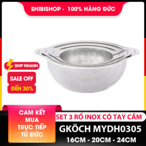 Set 3 rổ inox GKÖCH MYDH0305 có tay cầm