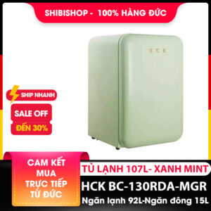 Tủ lạnh HCK BC-130RDA 107L màu xanh mint trơn (ngăn lạnh 92L, ngăn đông 15L)