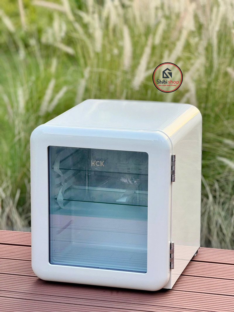 Tủ lạnh HCK 48L SC-46R-S-CRE mini retro màu kem mặt kính - Ảnh 2