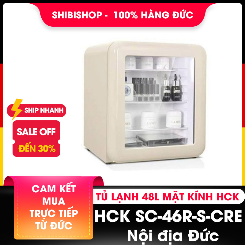 Tủ lạnh HCK 48L SC-46R-S-CRE mini retro màu kem mặt kính