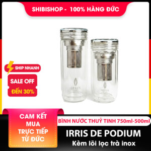 Bình nước thuỷ tinh IRRIS DE PODIUM 2 lớp 750m-500ml