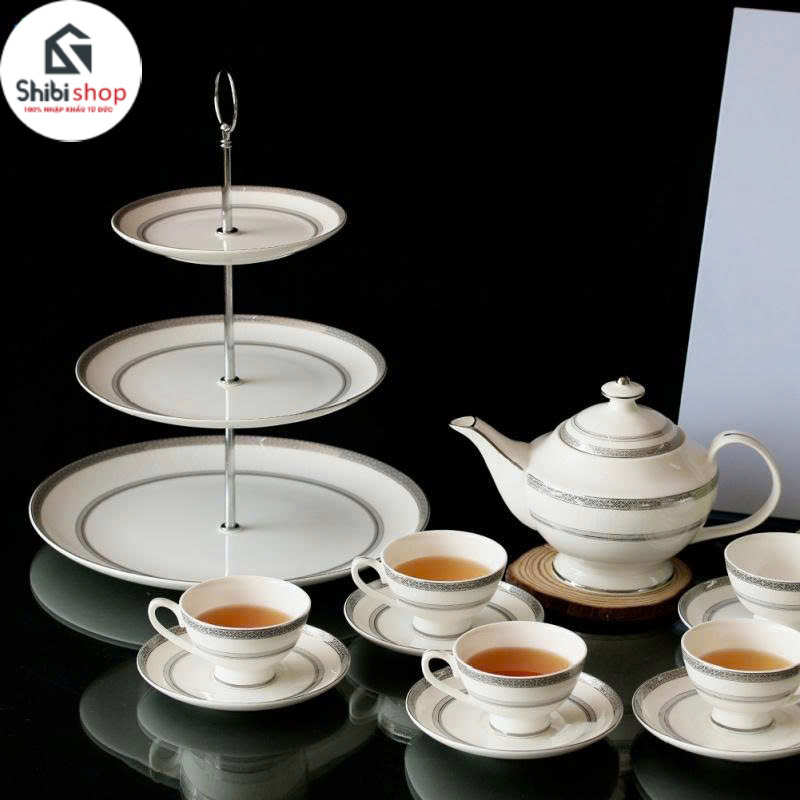 Bộ ấm trà Imperial London bạch kim Anh sứ xương cao cấp - Ảnh 8