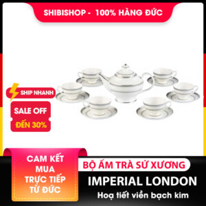 Bộ ấm trà Imperial London bạch kim Anh sứ xương cao cấp