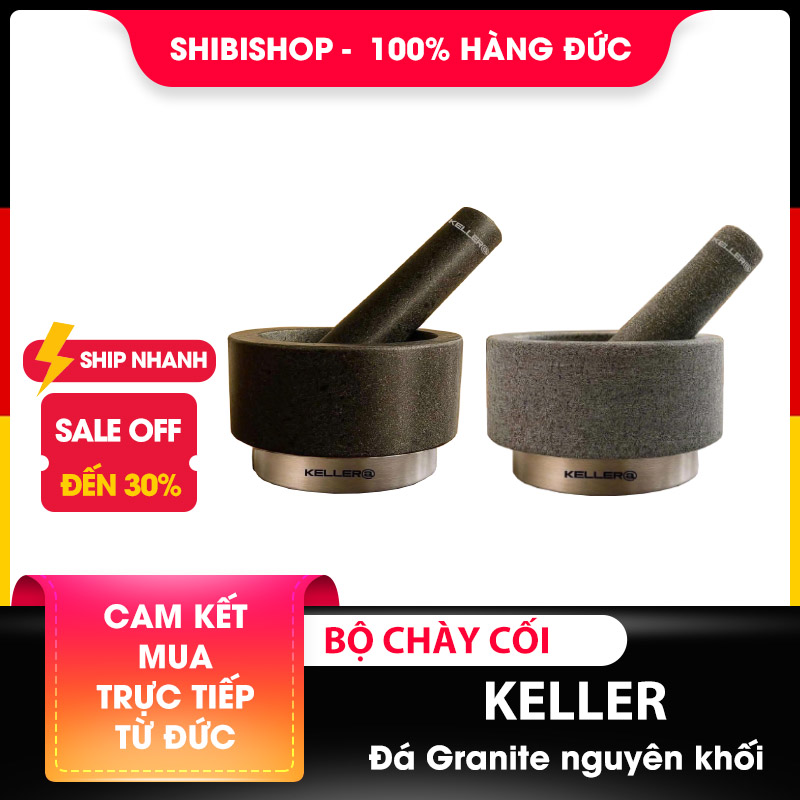 Bộ chày cối KELLER đá Granite nguyên khối