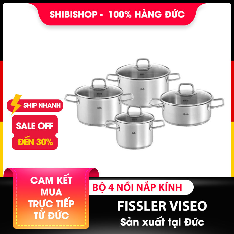 Bộ nồi 4 món FISSLER VISEO nắp kính
