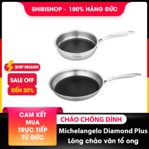 Chảo chống dính Michelangelo Diamond Plus lòng chảo vân tổ ong