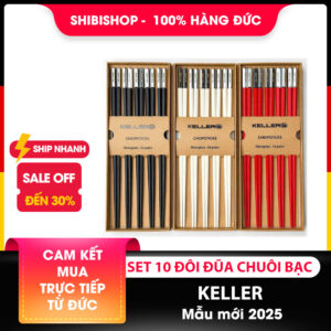 Set 10 đôi đũa chuôi bạc Keller@Germany - Mẫu mới năm 2025