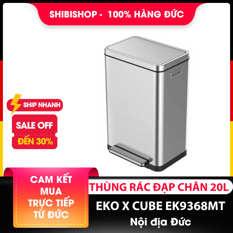 Thùng rác đạp chân EKO X CUBE EK9368MT-20L màu inox