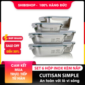 Set 6 hộp inox kèm nắp Cuitisan Made in Korea