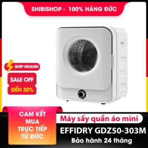 Máy sấy quần áo mini EFFIDRY GDZ50-303M 5kg 830W, bảo hành 24 tháng, 1 đổi 1 trong vòng 14 ngày nếu có lỗi sản xuất