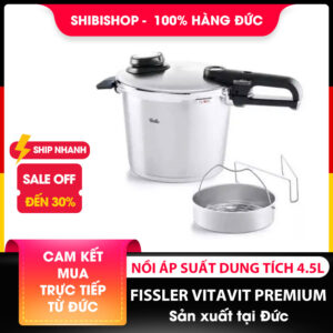 Nồi áp suất Fissler 4,5L Vitavit PREMIUM, Made in Germany, kèm xửng hấp