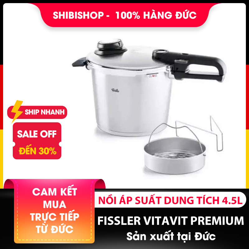 Nồi áp suất Fissler 4,5L Vitavit PREMIUM, Made in Germany, kèm xửng hấp