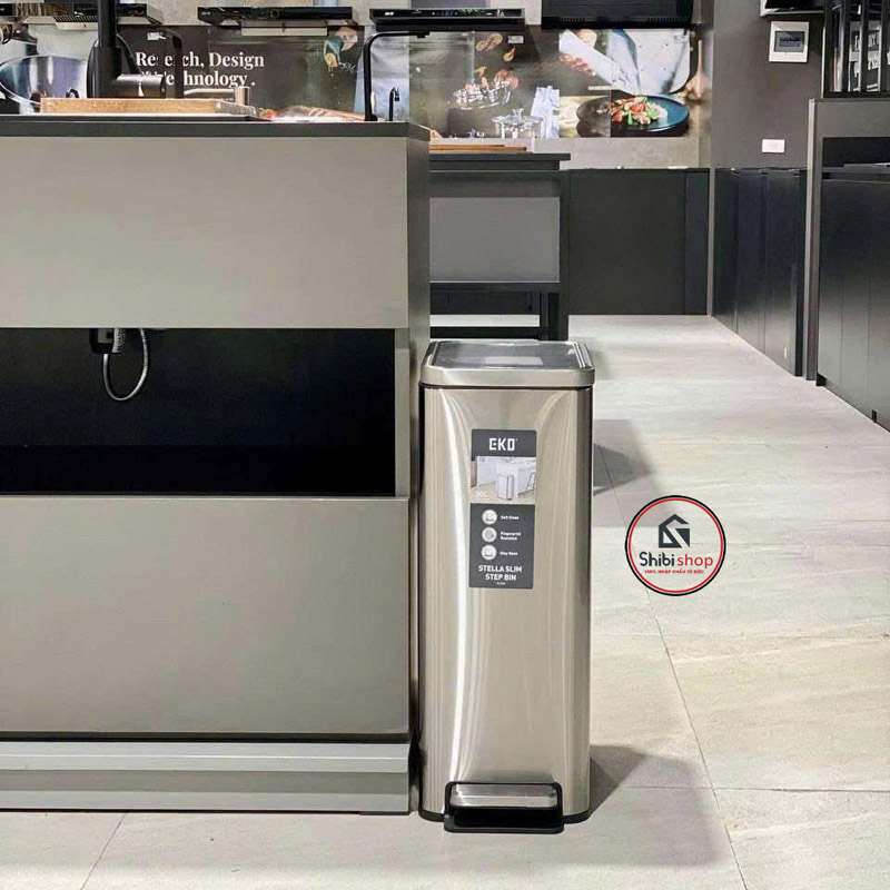 Thùng rác đạp chân EKO Stella Slim Step EK9380MT-30L chống bám vân tay