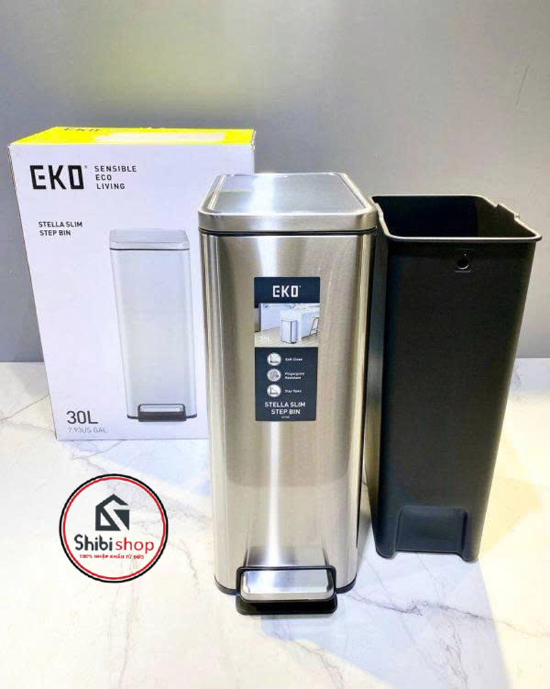 Thùng rác đạp chân EKO Stella Slim Step EK9380MT-30L chống bám vân tay - Ảnh 2