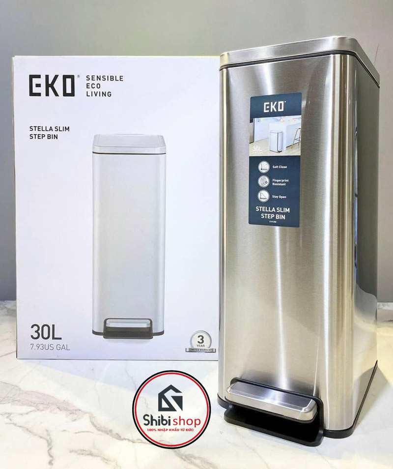 Thùng rác đạp chân EKO Stella Slim Step EK9380MT-30L chống bám vân tay - Ảnh 8