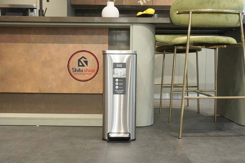 Thùng rác đạp chân EKO Stella Slim Step EK9380MT-30L chống bám vân tay