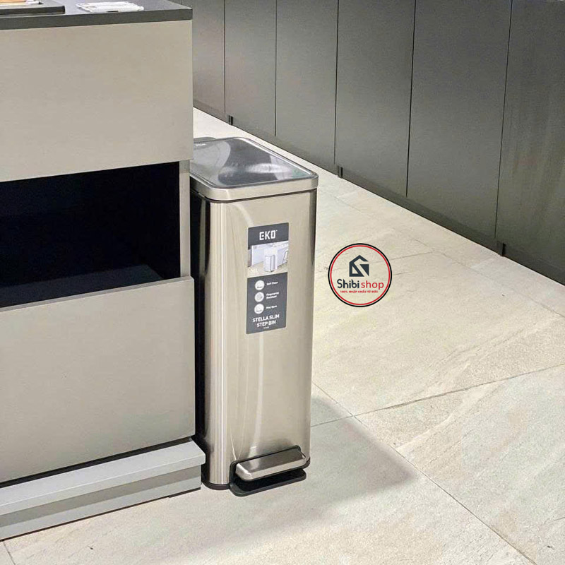 Thùng rác đạp chân EKO Stella Slim Step EK9380MT-30L chống bám vân tay - Ảnh 3
