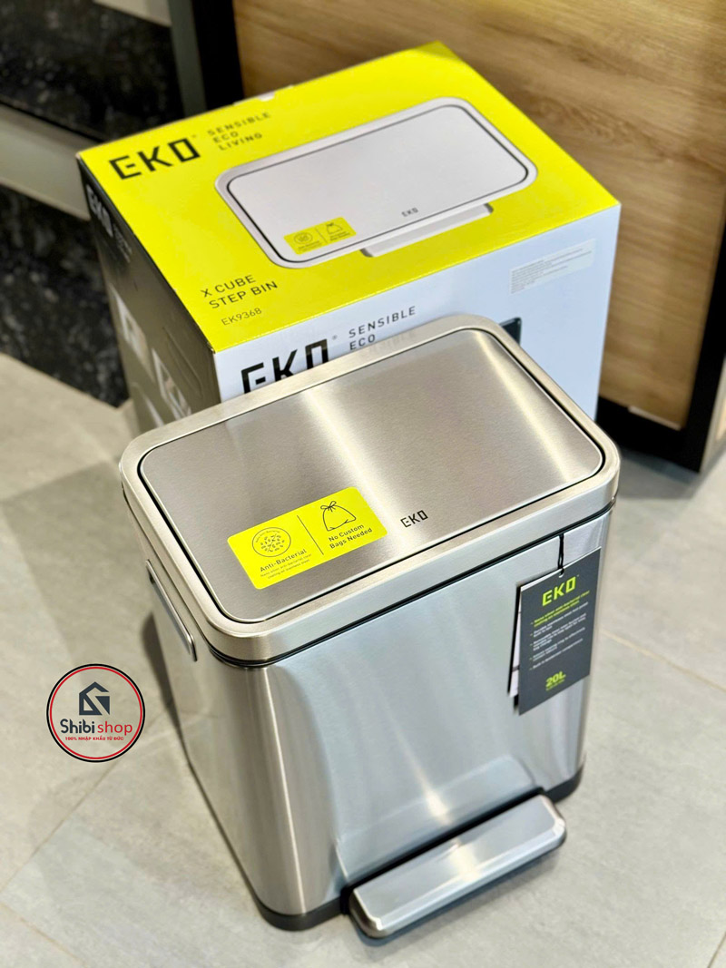 Thùng rác đạp chân EKO X CUBE EK9368MT-20L màu inox - Ảnh 8
