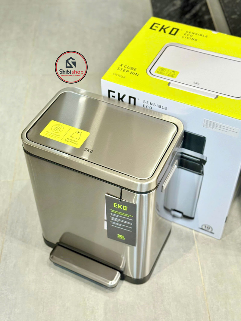 Thùng rác đạp chân EKO X CUBE EK9368MT-20L màu inox - Ảnh 9