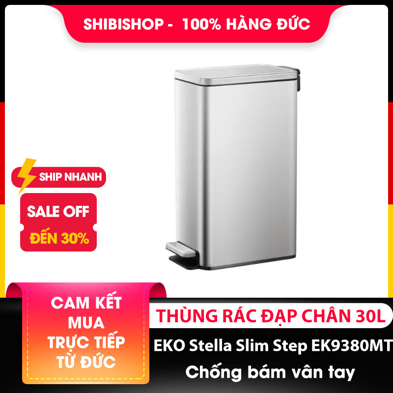 Thùng rác đạp chân EKO Stella Slim Step EK9380MT-30L chống bám vân tay
