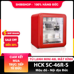Tủ lạnh HCK 48L SC-46R-S mini retro màu đỏ mặt kính