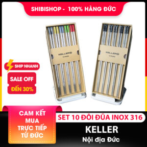 Set 10 đôi đũa inox 316 KELLER nội địa Đức