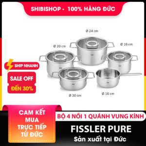 Bộ nồi FISSLER Pure Collection 5 món vung kính kèm quánh made in Germany