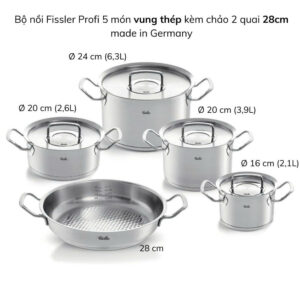 Alternative view of Bộ nồi Fissle Original Profi 5 món vung thép kèm chảo 2 quai 28cm made in Germany