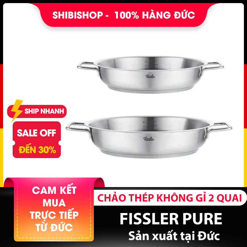 Chảo inox 2 quai Fissler Pure 24cm-28cm made in Germany