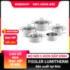 Bộ nồi FISSLER LUMITHERM 2026 5 món, chất liệu thép bóng gương, nắp kính cường lực cao cấp