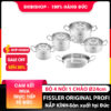 Bộ nồi FISSLER ORIGINAL PROFI vung kính 4 nồi 1 chảo 2 quai Ø24cm