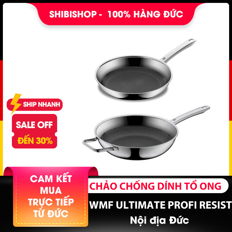 Chảo chống dính tổ ong WMF ULTIMATE PROFI RESIST size Ø24cm-Ø28cm-Ø28cm sâu lòng